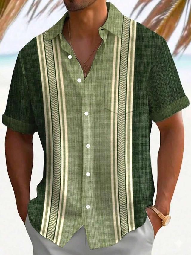 vintage geometric bowling colorblock print short sleeve shirt
