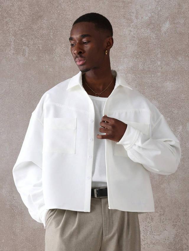 white woven suede-like casual button-up shirt