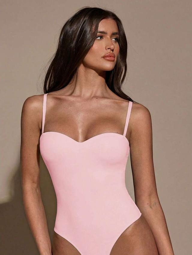solid pink fitted casual bodysuit
