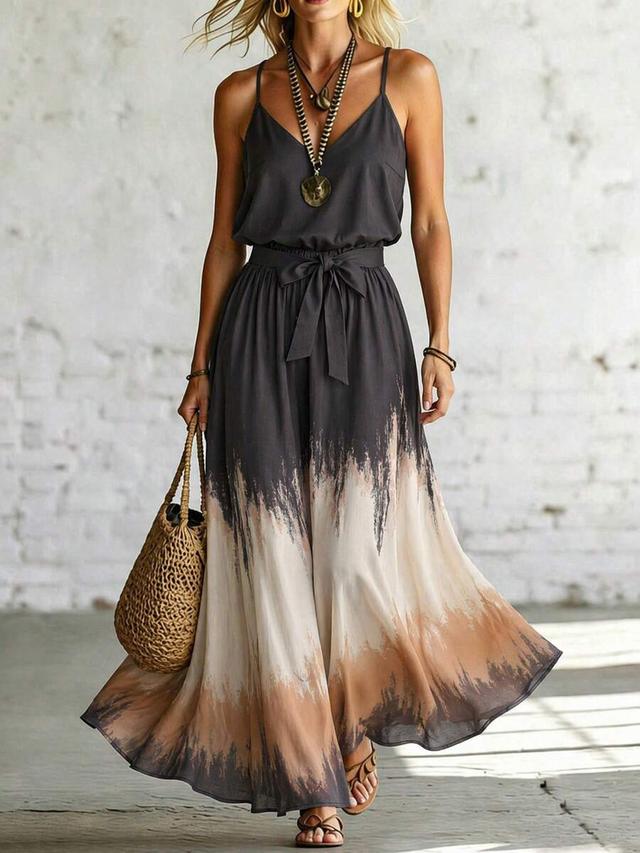 ink wash gradient print camisole and midi skirt set