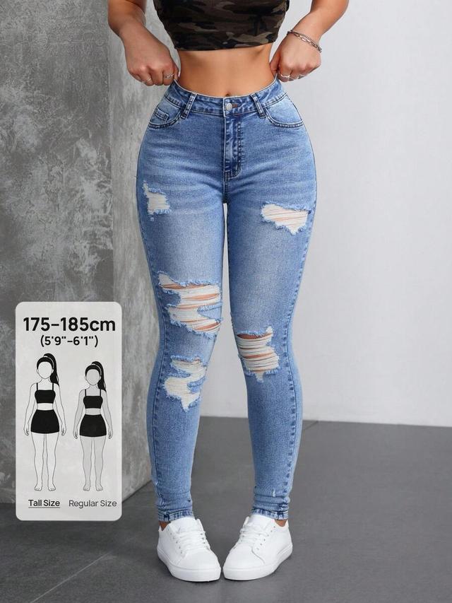 light wash distressed skinny denim jeans