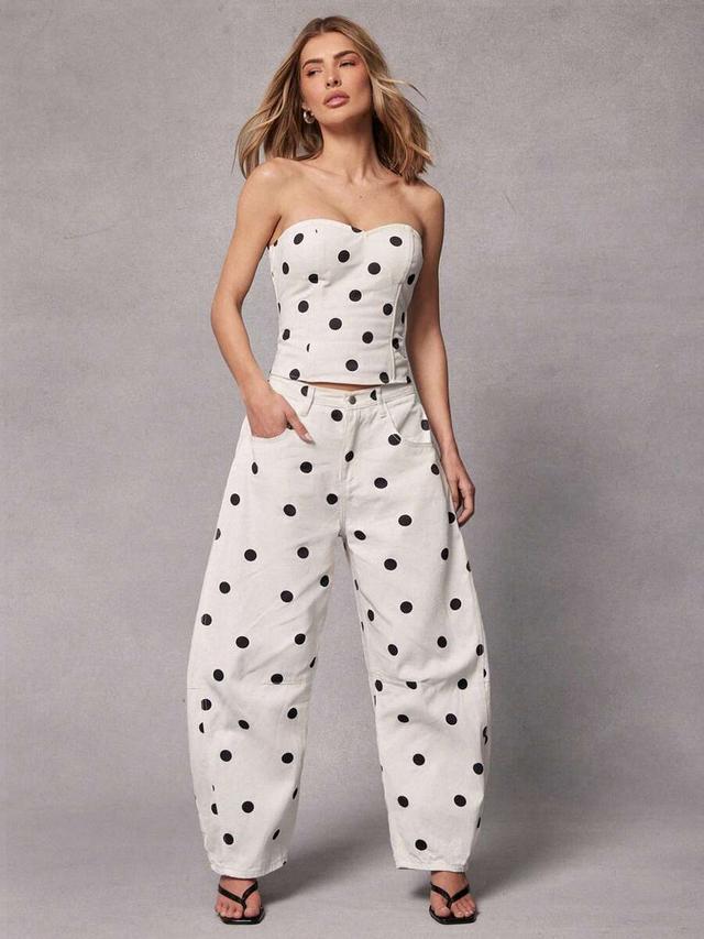 hauture women's polka dot pattern loose fit flared jeans