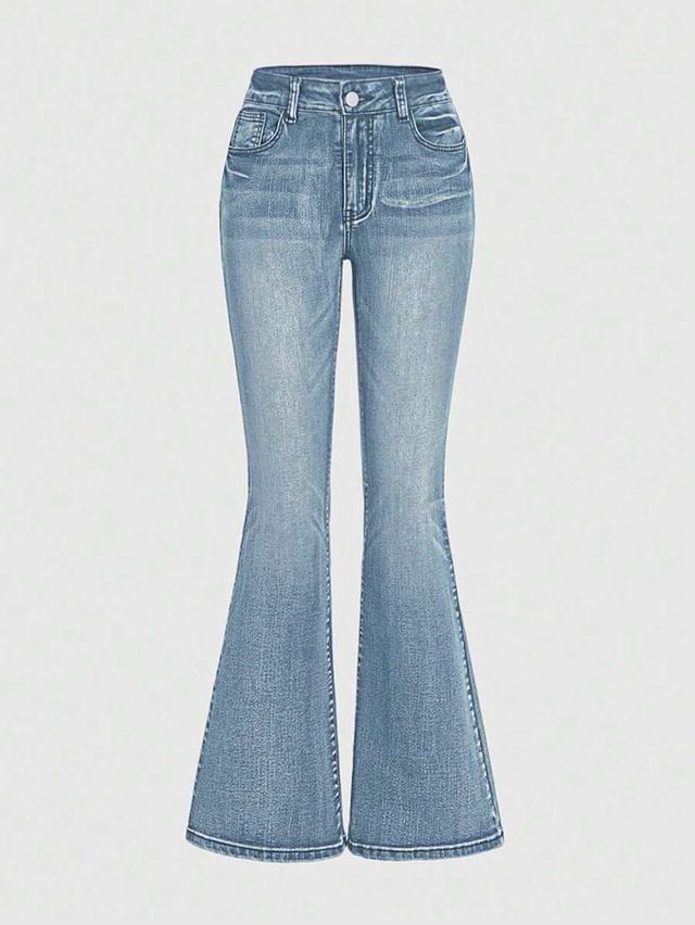 vintage style embroidered flared leg jeans