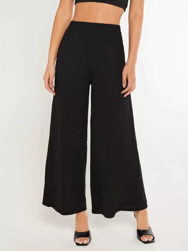 black high waist wide leg trousers