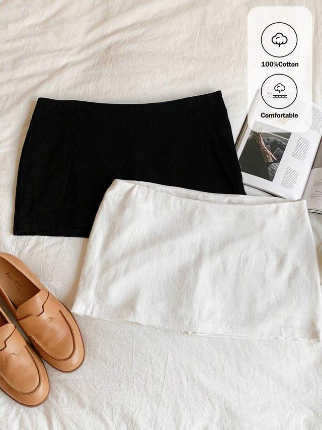 white casual basic daily skort