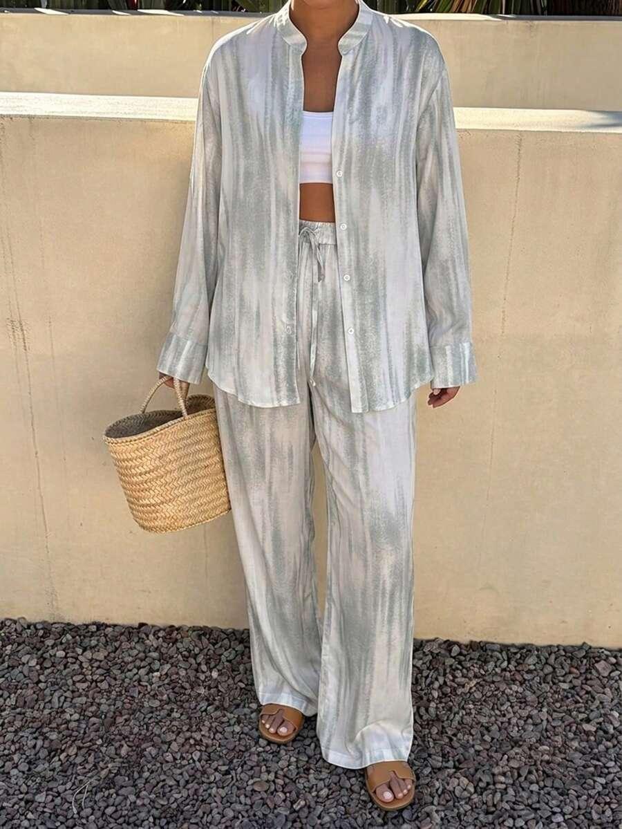 women's tie-dye collar shirt