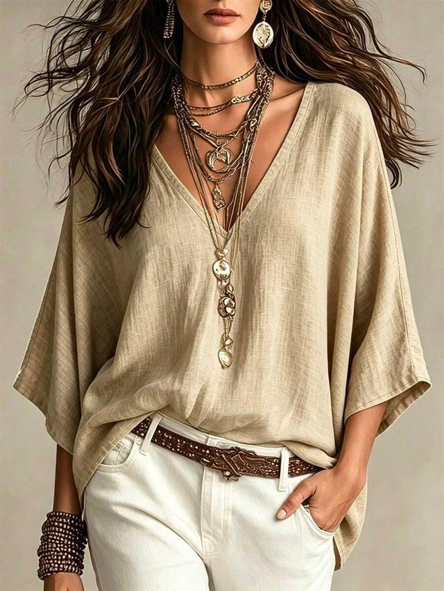 simple casual comfortable loose linen shirt blouse