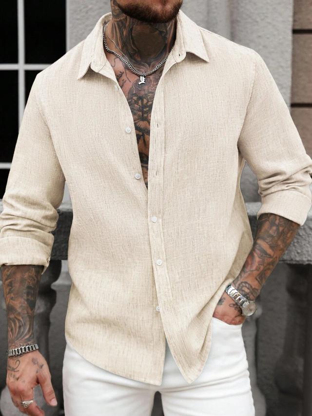 apricot semi-sheer long sleeve casual linen-look shirt