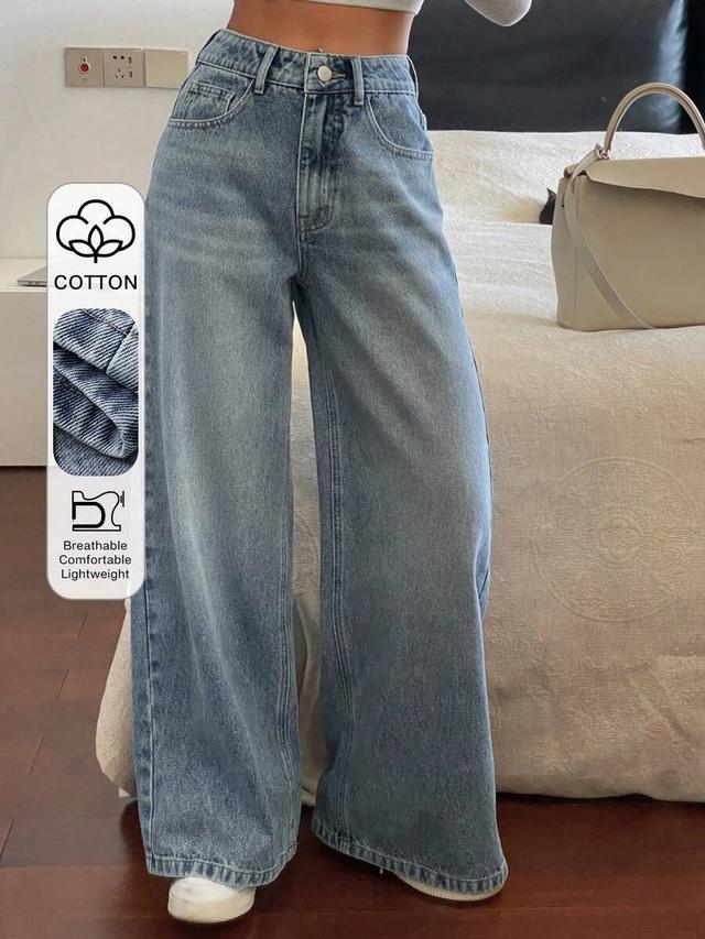 light wash wide leg denim jeans