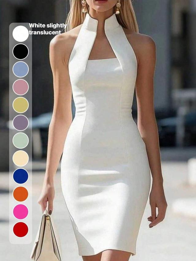 women's solid white elegant backless party dress