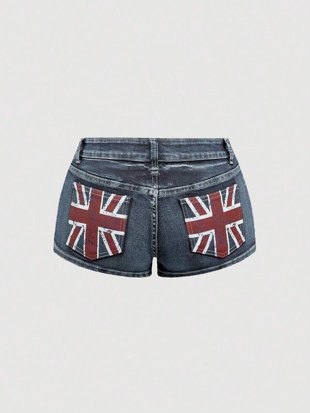 vintage washed denim shorts with union jack back pockets