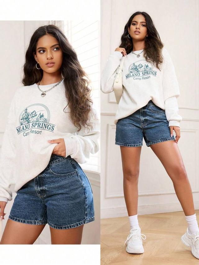simple fashionable blue denim shorts