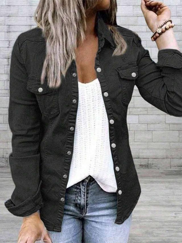 fashionable women's denim green shirt