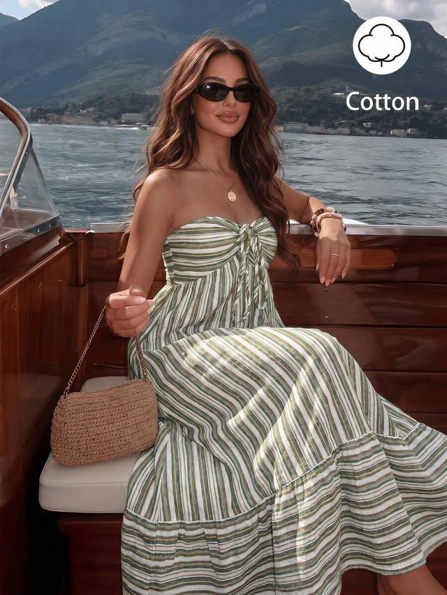 sunnyshic striped strapless halter vacation dress