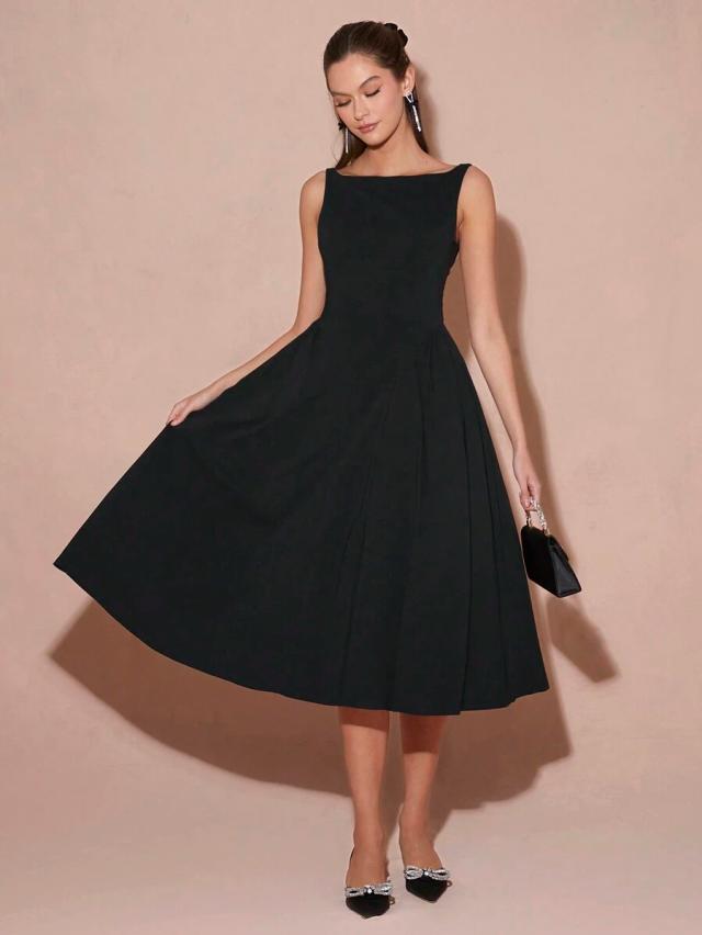 black swan simple elegant sleeveless long dress