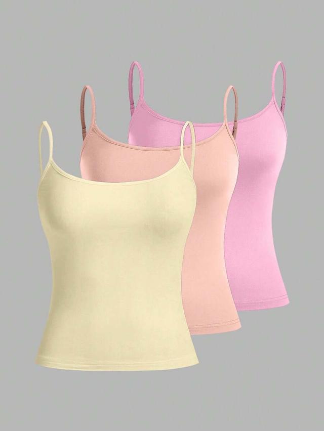 peach set of three pastel spaghetti strap camisoles