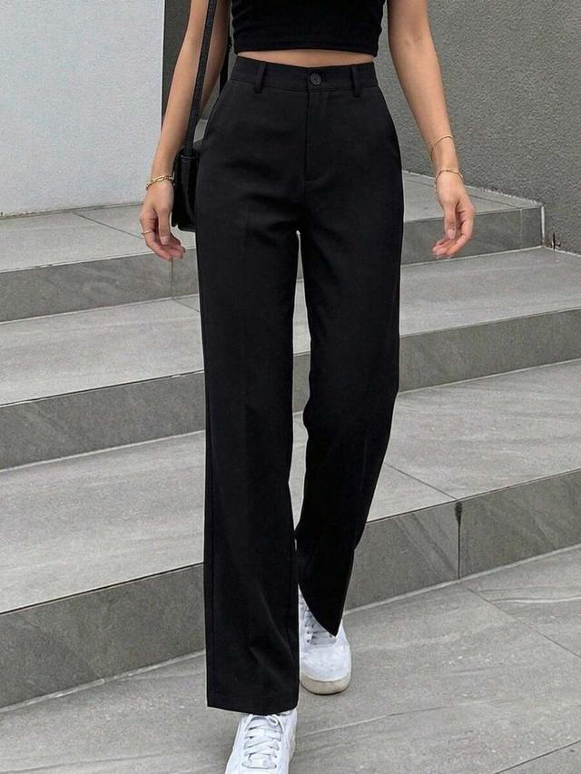 dazy designer women's black straight leg dress pants