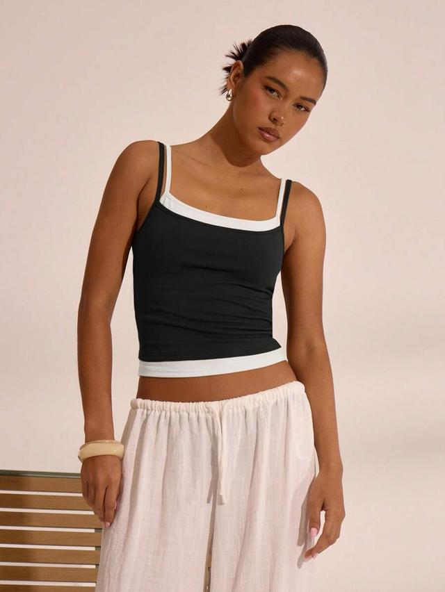 musera double layer strappy square neck cami top