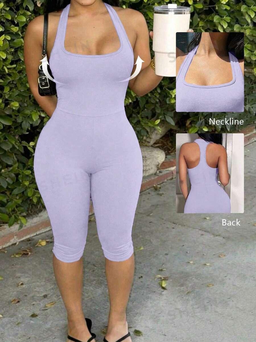 lavender halter neck sleeveless romper