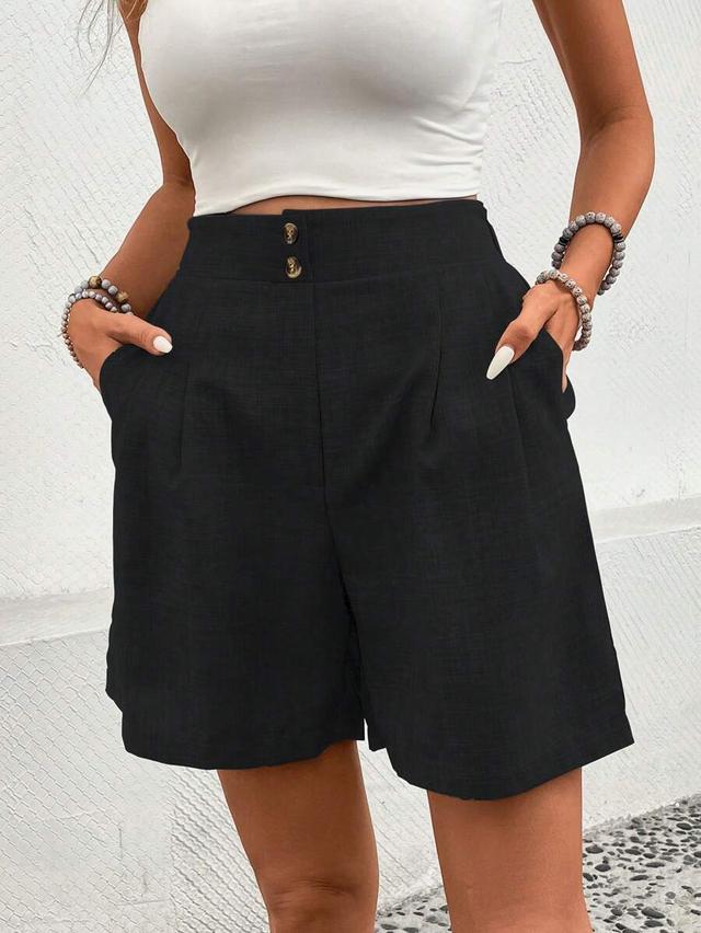 black solid color casual palazzo shorts