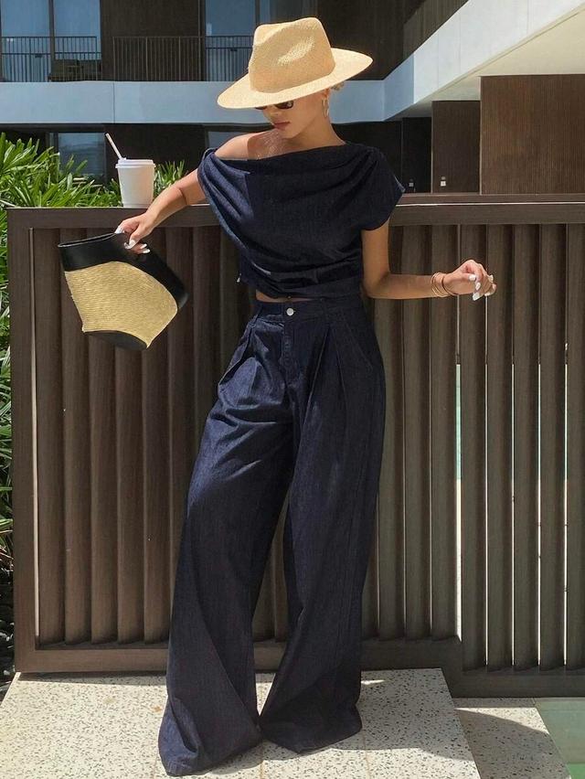 dazy women denim two piece outfit