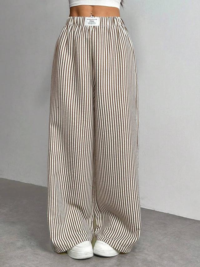 striped wide leg loose casual pants