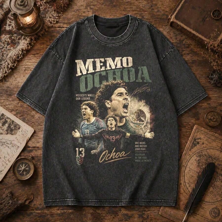 charcoal memo ochoa mexico legend retro distressed graphic tee