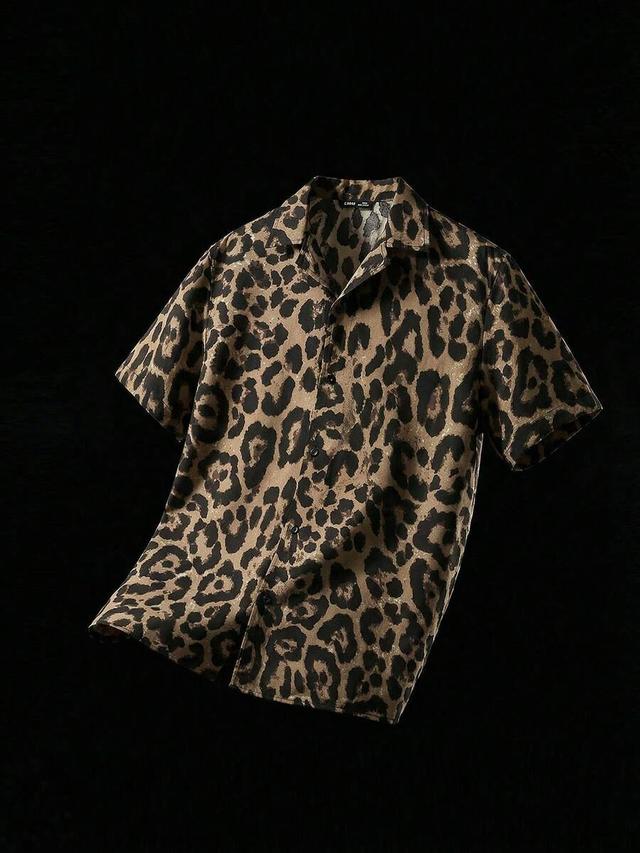leopard print short sleeve button up shirt