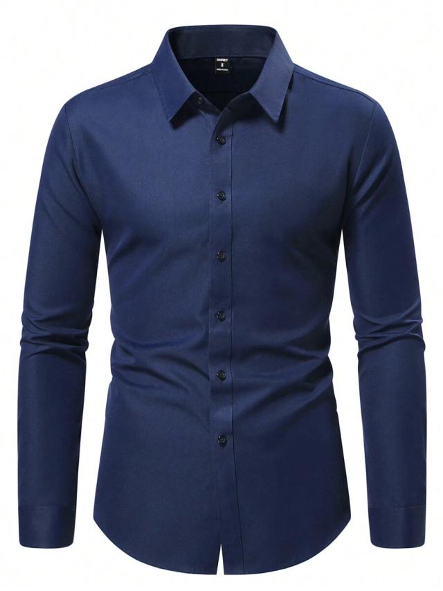 dark blue long sleeve button down formal shirt