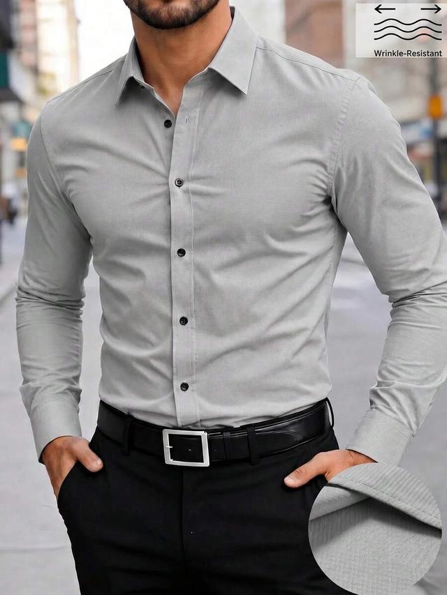 grey business casual long sleeve button-up shirt