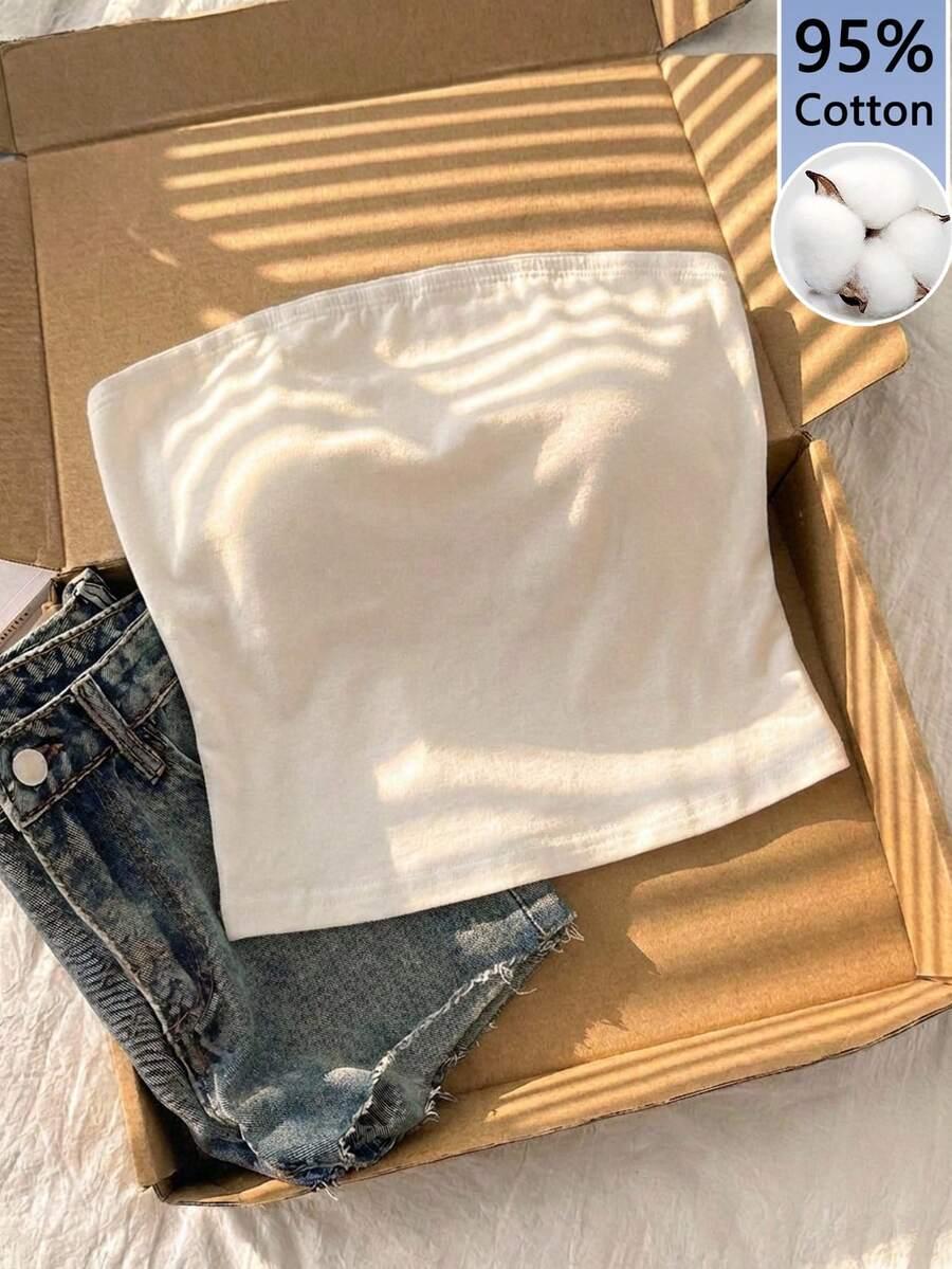 white cotton tube top