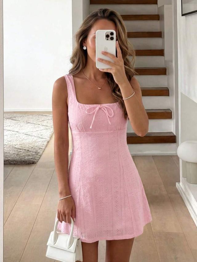 light pink cotton eyelet mini dress