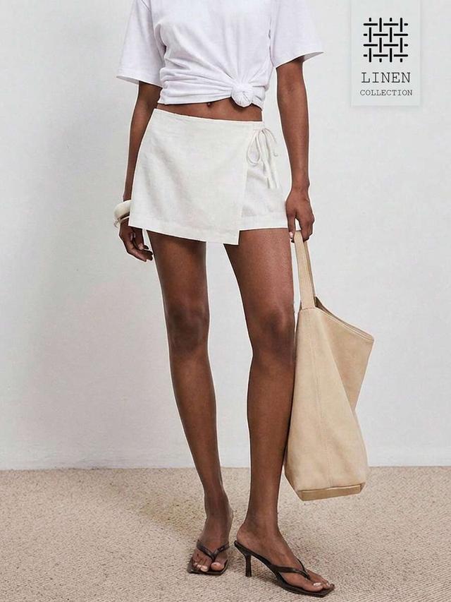 white blend wrap skort with side tie