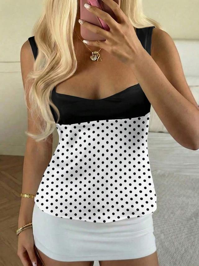shiny satin pink polka dot contrast camisole