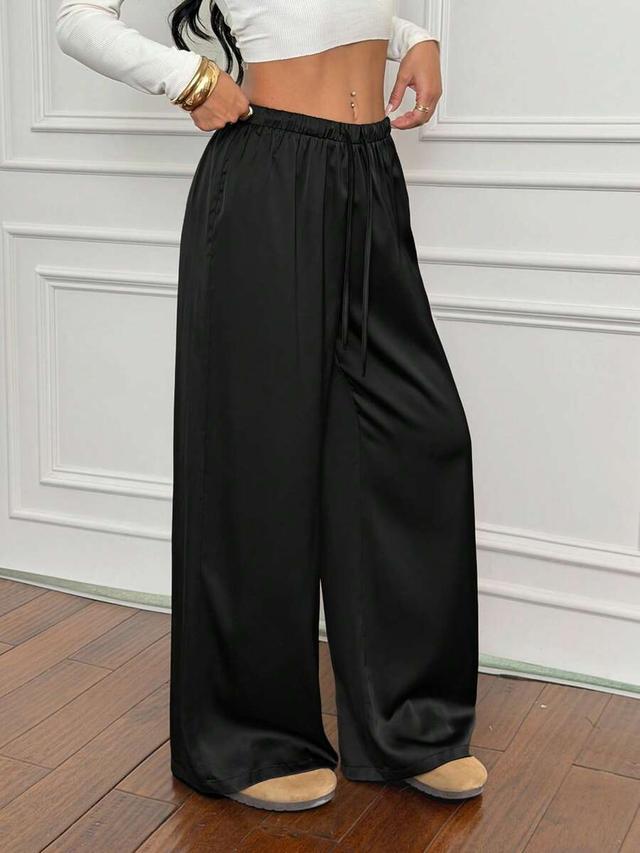 casual retro satin wide leg trousers