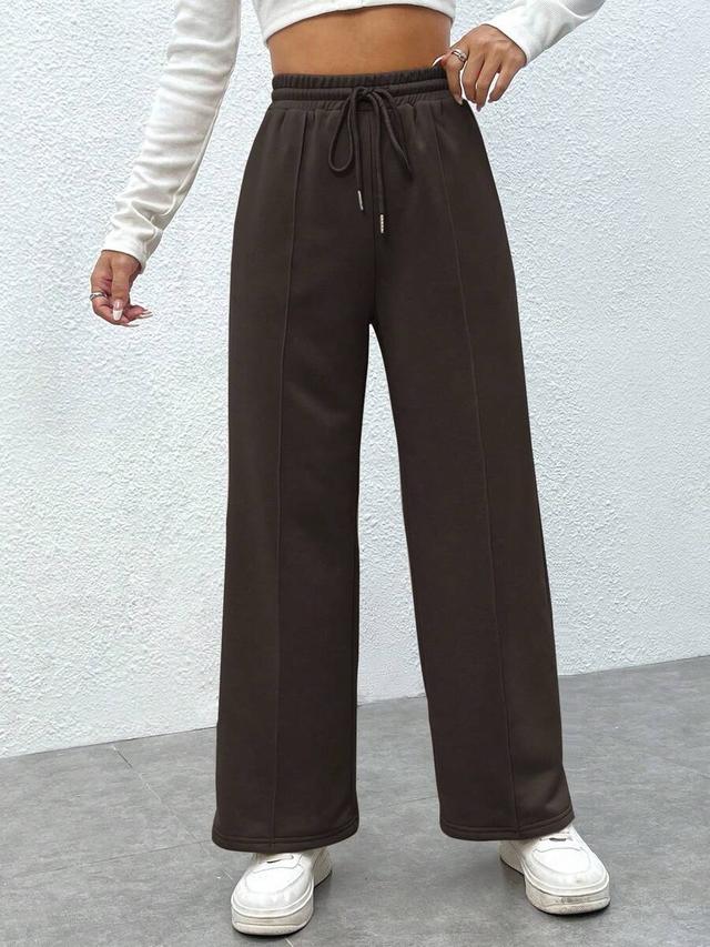 solid brown front tie minimalist sweatpants