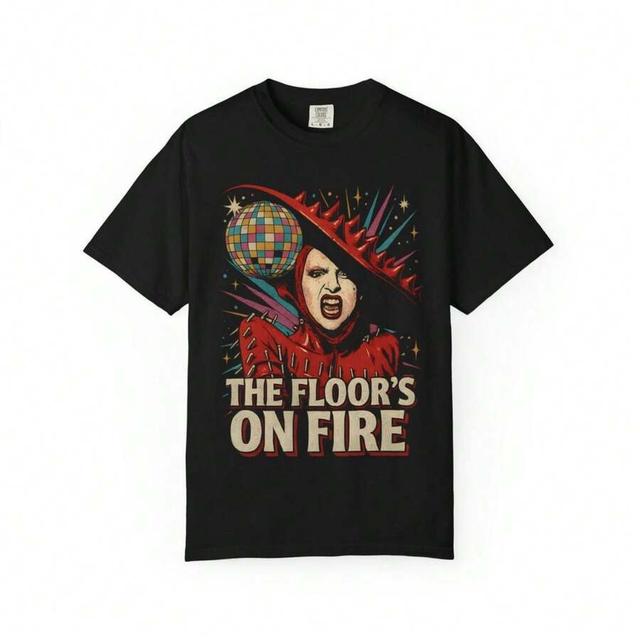 gaga the floor's on fire rainbow disco ball print tee