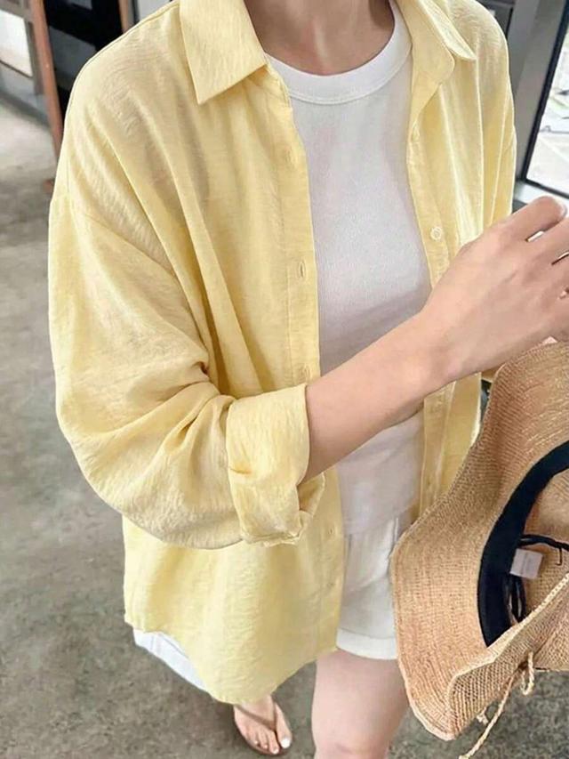 dazy women's solid yellow drop shoulder casual shirt