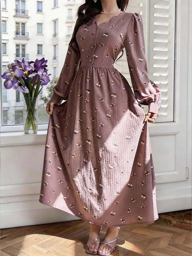 feyla dusty pink ditsy floral midi dress