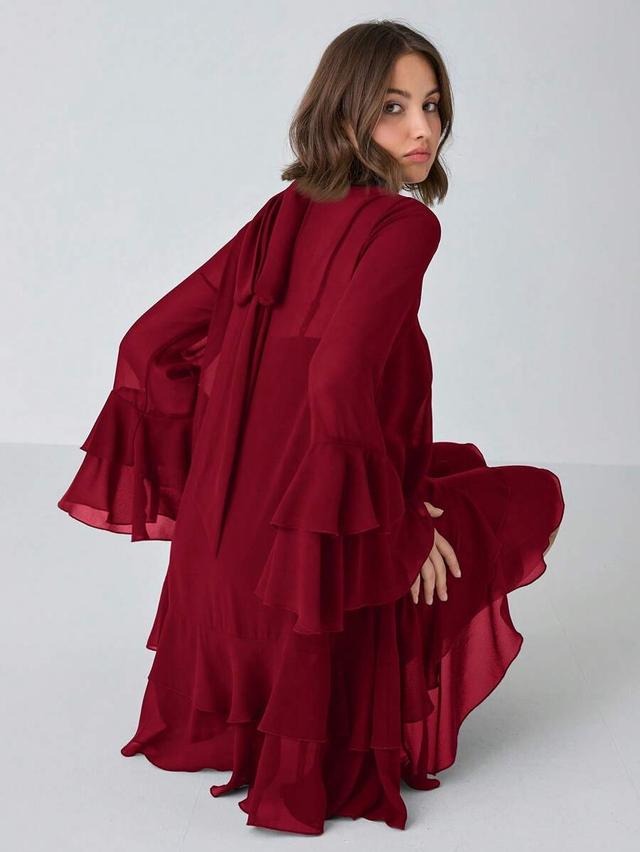 enchnt women's solid stand collar long sleeve casual dress