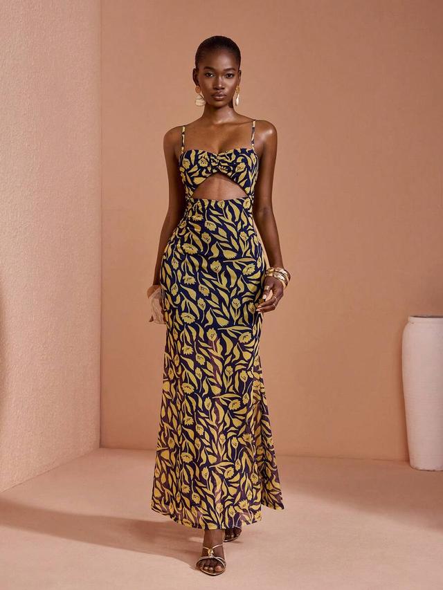 jian lasala navy blue floral mesh cutout maxi dress