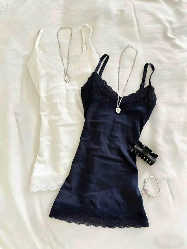 white islasuriya navy lace patchwork fitted camisole