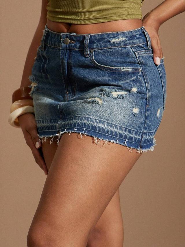 denimoi raw hem micro mini denim skirt