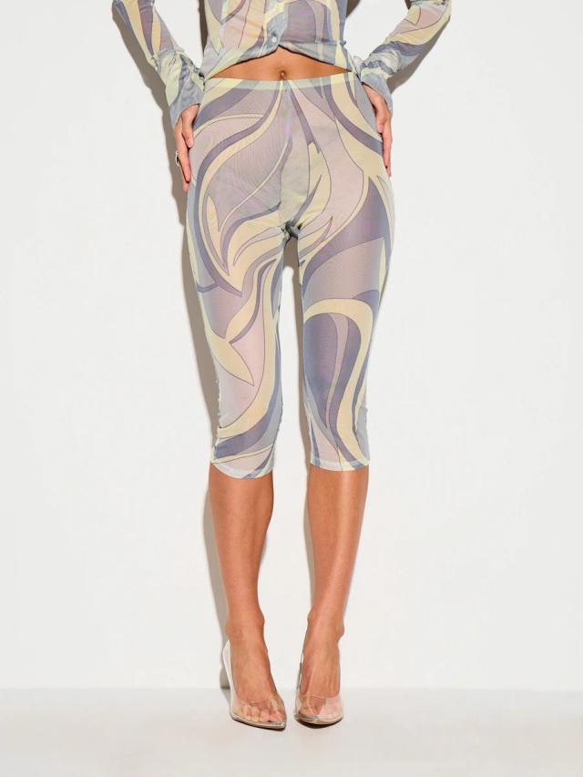 swirl print high rise cropped leggings