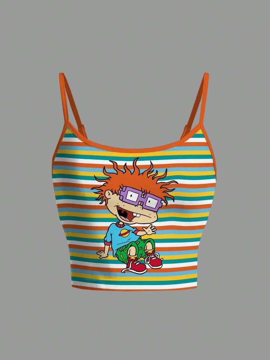nick 90s cartoon character striped camisole crop top