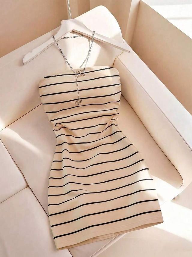 resyla women's striped print round neck tube dress