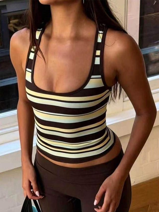 rovax women's square neck striped print camisole
