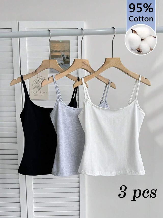 black slim-fit cotton camisole tank top