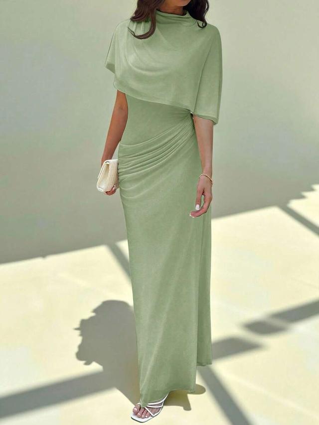 sage green multilayer ruffle elegant long dress