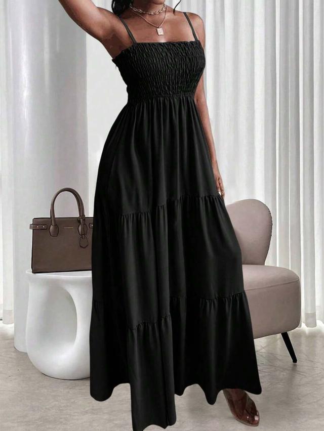 solid black pleated strapless beach maxi slip dress